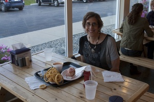 320-2502 Portsmouth NH Lynne with Lobster Roll at Beach Plum